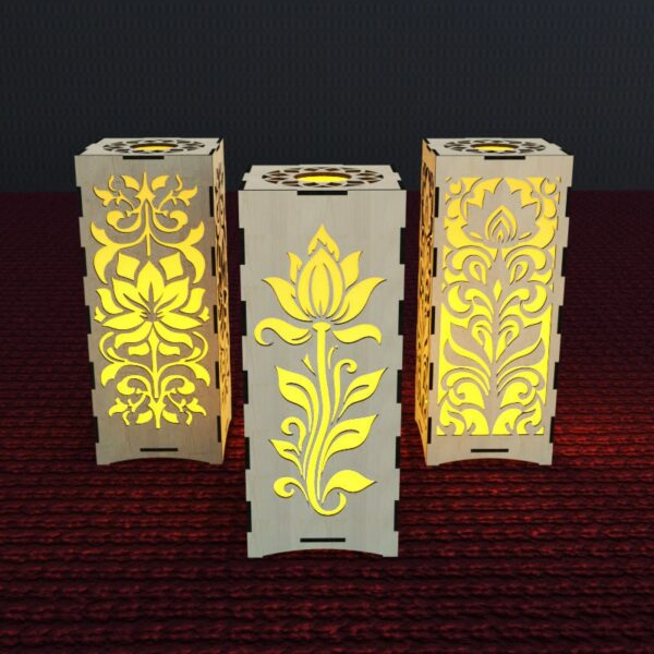 3 Table lamp laser cut file Lotus Flower