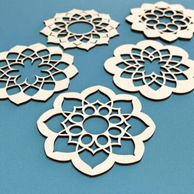 5 Lotus Untersetzer – Laser Cut Datei Digital