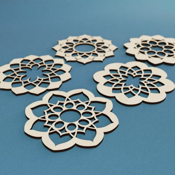 5 Lotus Untersetzer – Laser Cut Datei Digital