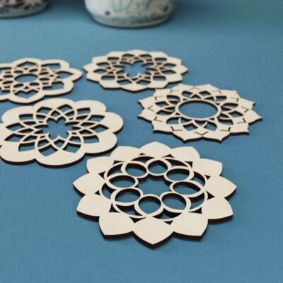 5 Lotus Untersetzer – Laser Cut Datei Digital