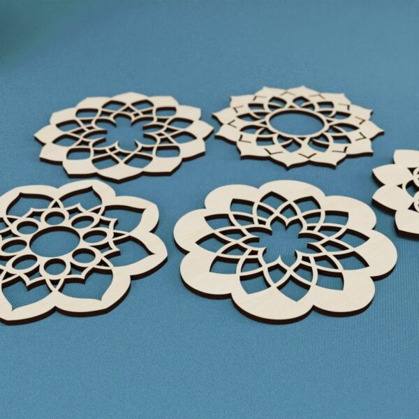 5 Lotus Untersetzer – Laser Cut Datei Digital