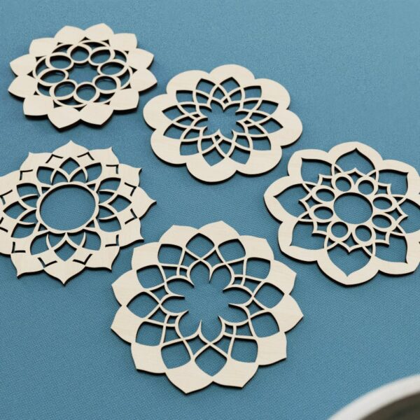 5 Lotus Untersetzer – Laser Cut Datei Digital