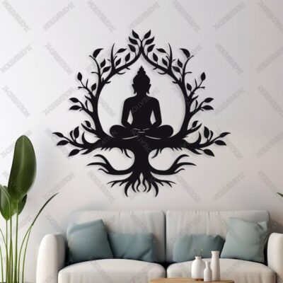 Art Mural Bouddha, Découpe Laser Bois Métal, Fichiers SVG AI DXF