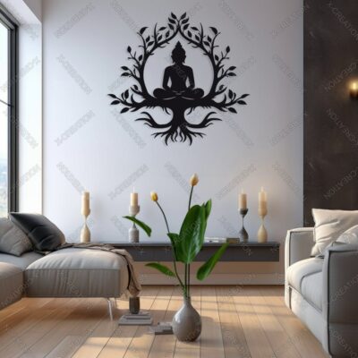 Buddha Tree Wall Art Laser Cut File wood