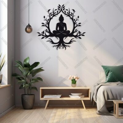 Buddha Tree Wall Art Laser Cut File wood