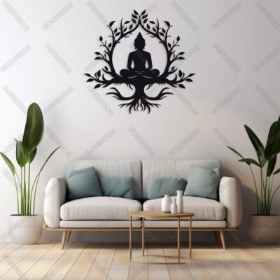 Buddha Tree Wall Art Laser Cut File wood