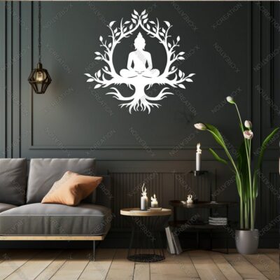 Buddha Tree Wall Art Laser Cut File wood