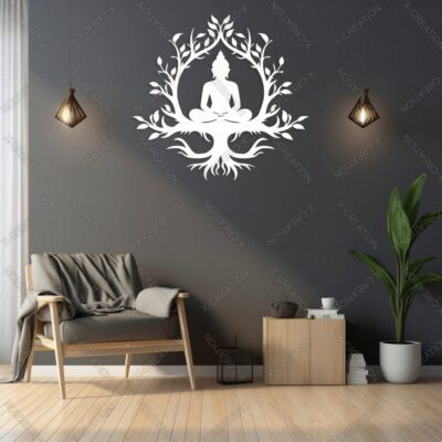 Buddha Tree Wall Art Laser Cut File wood