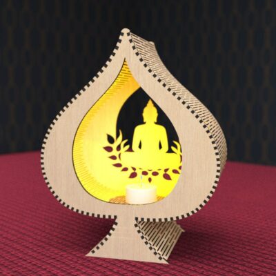 Buddha Bodhi Leaf Candle Holder – Laser Cut Lantern SVG, DXF