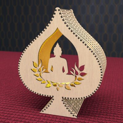 Porte-Bougie Bouddha Feuille Bodhi, Lanterne Bois, SVG DXF