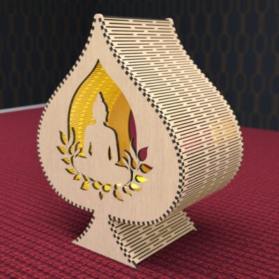 Porte-Bougie Bouddha Feuille Bodhi, Lanterne Bois, SVG DXF