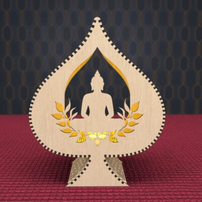 Porte-Bougie Bouddha Feuille Bodhi, Lanterne Bois, SVG DXF