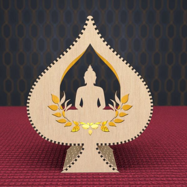 Candle Holder Buddha inside Bodhi Leaf Laser Cut