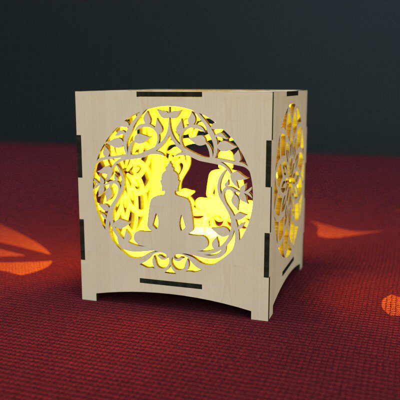 Candle Holder Buddha Lotus Laser Cut Tea light