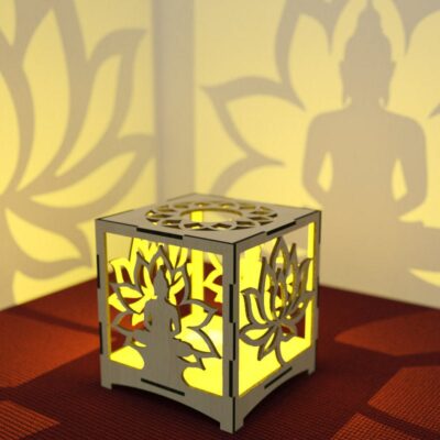 Candelabro Buda Meditación Loto – Corte Láser, SVG, DXF, AI