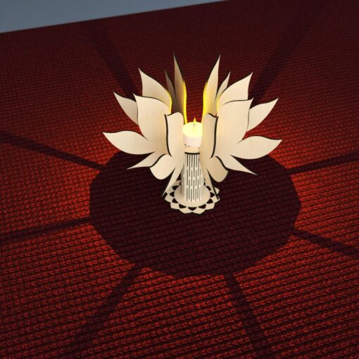 Candlestick Lotus laser cut, wooden candle holder Digital