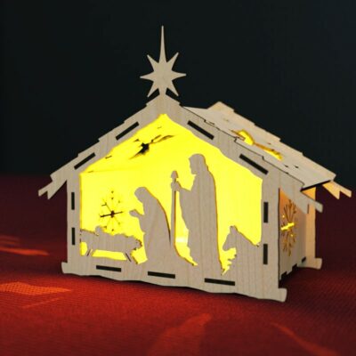 Crèche de Noël Découpe Laser, Lanterne Jésus, Fichier SVG DXF AI