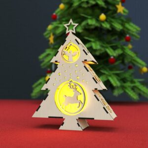 Lámpara Linterna Árbol Navidad – Archivo Láser, SVG, DXF, AI