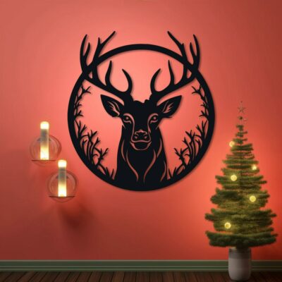 Christmas Wall Art Decor laser Cut File Reindeer