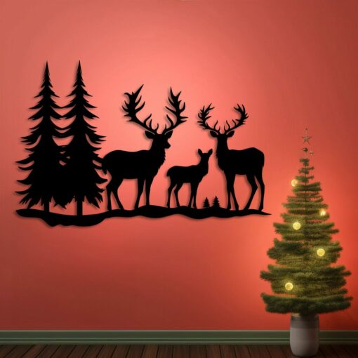 Arte Mural Navideño – Familia de Renos, SVG,