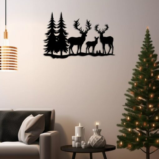 Arte Mural Navideño – Familia de Renos, SVG,