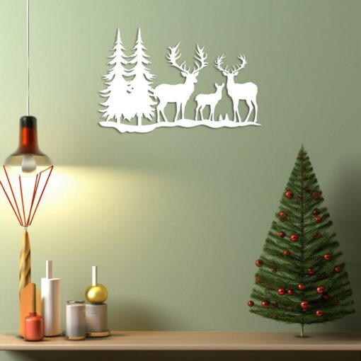 Arte Mural Navideño – Familia de Renos, SVG,