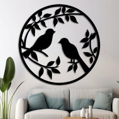 Couple Birds Wall Art Laser Cut File, Wall