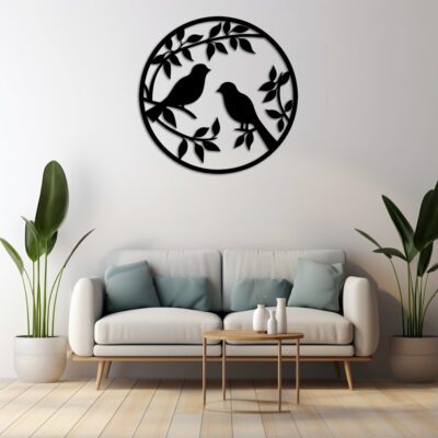 Couple Birds Wall Art Laser Cut File, Wall