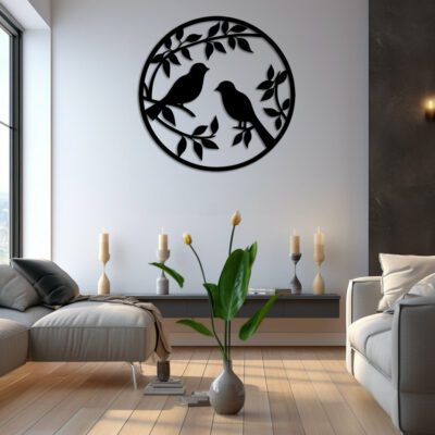 Couple Birds Wall Art Laser Cut File, Wall