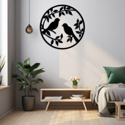 Couple Birds Wall Art Laser Cut File, Wall