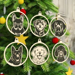 Adornos Navideños Perros – 6 Razas, SVG, DXF, AI