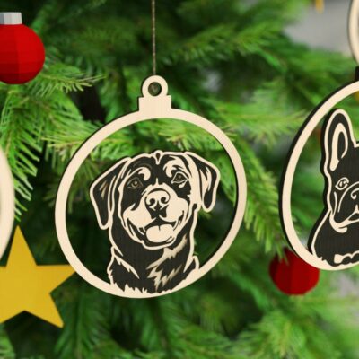 Dog Christmas Ornament Bundle Laser Cut File Top