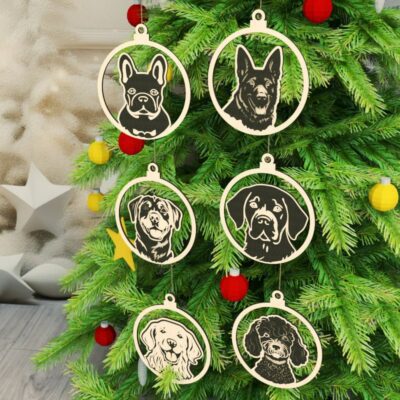 Dog Christmas Ornament Bundle Laser Cut File Top