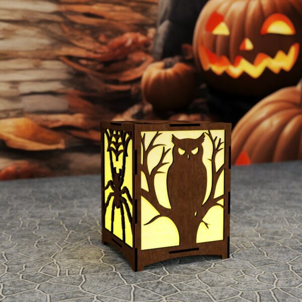 Halloween Candle Holder Laser Cut File Lamp Night