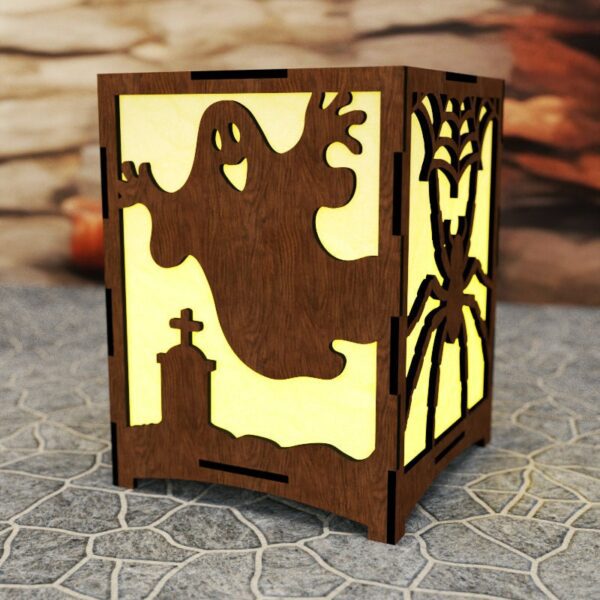 Halloween Candle Holder Laser Cut File Lamp Night