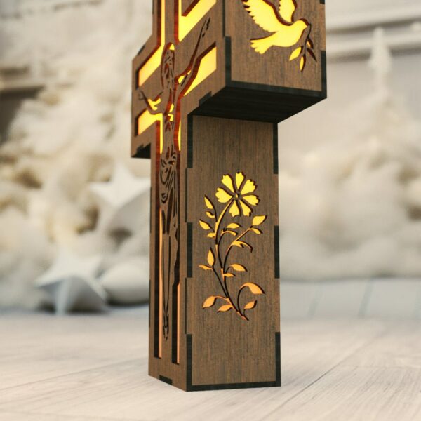 Jesus on the Cross Lamp Candle Holder Laser