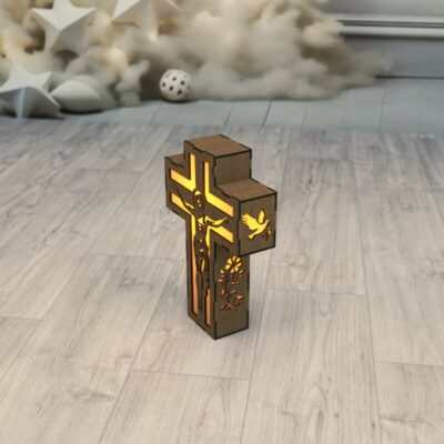 Jesus on the Cross Lamp Candle Holder Laser