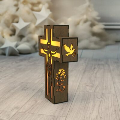 Jesus am Kreuz Lampe – Laser-Schnitt Kerzenhalter Download