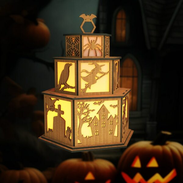 Spooky Halloween Candle Holder Laser Cut Lamp Night