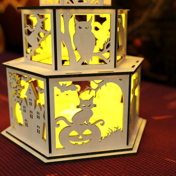 Spooky Halloween Candle Holder Laser Cut Lamp Night