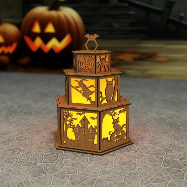 Spooky Halloween Candle Holder Laser Cut Lamp Night