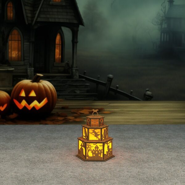 Spooky Halloween Candle Holder Laser Cut Lamp Night