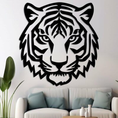 Scultura Parete Testa di Tigre – File Laser SVG, AI, DXF