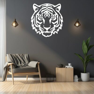 Tête de Tigre Découpe Laser, Décoration Murale SVG