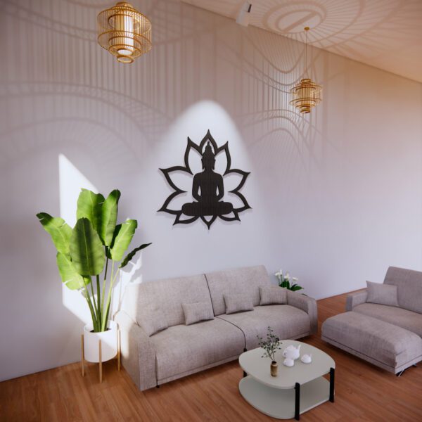 Buddha Meditation in Lotus Shape Laser Cut File,