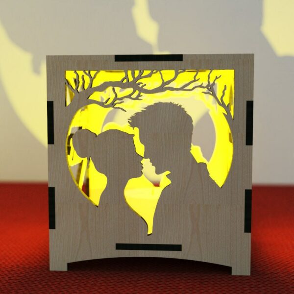 Porte-Bougie Saint-Valentin, Lanterne Découpe Laser, SVG DXF AI