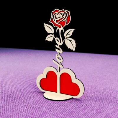 Love Rose Flower Stand Laser Cut File Valentine’s