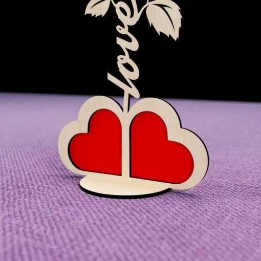 Support Fleur Rose Saint-Valentin, Découpe Laser SVG DXF