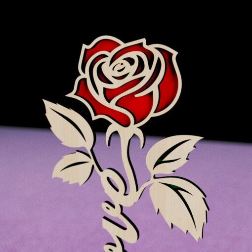 Support Fleur Rose Saint-Valentin, Découpe Laser SVG DXF