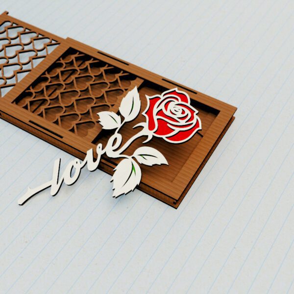 Boîte Cadeau Rose Saint-Valentin, Découpe Laser, SVG DXF